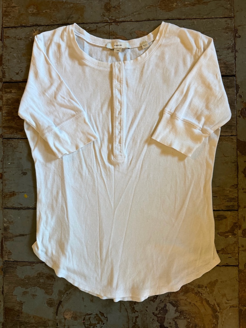 Vince Buttery Soft White 3/4-Sleeve Henley Tissue Tee
